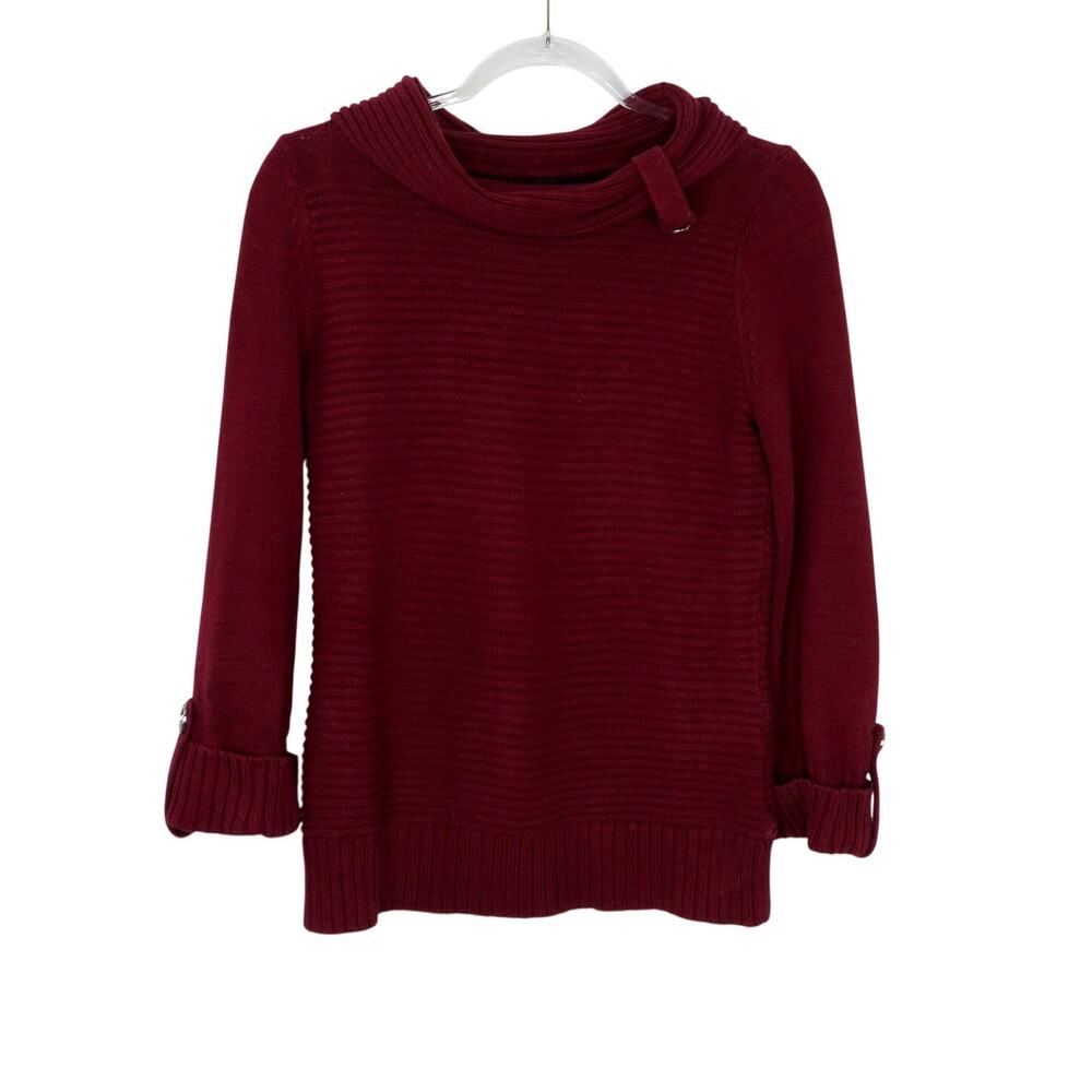 Jones New York Wine Red Shrug Neck Sweater Knit Cozycore Small Chic - Picture 2 of 7